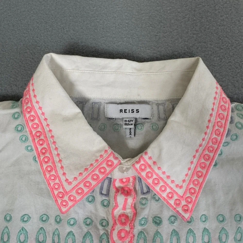 Reiss Top Citrus Embroidered Resort Kids 11-12 Fruit‎ Eyelet Scalloped White
